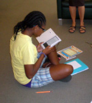 a student with an e-reader