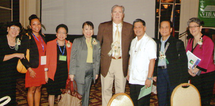 Sally Labanda, Jay Blanchard, Bro. Armin Luistro, and Dina Ocampo with RAP Conference attendees